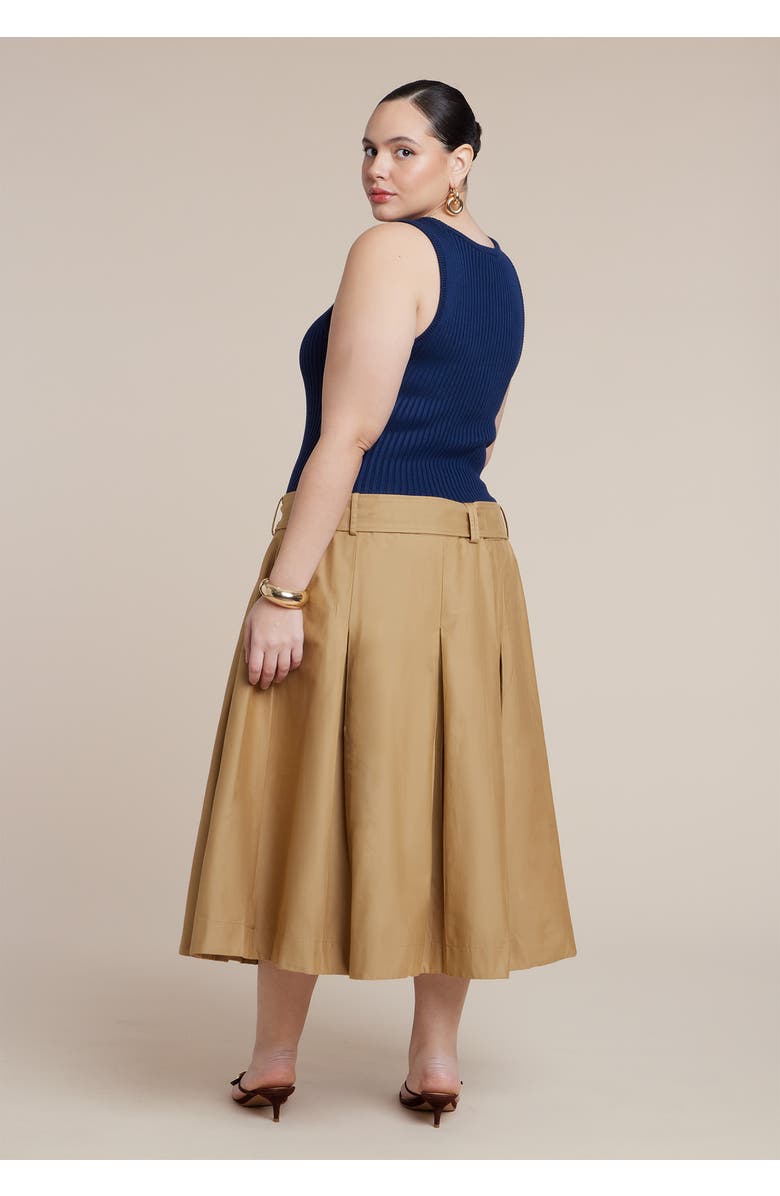 ELOQUII Combo Dress With Belt, Alternate, color, Navy And Tan