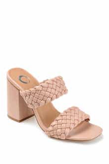Melissa Woven Strap Block Heel Slide Sandal