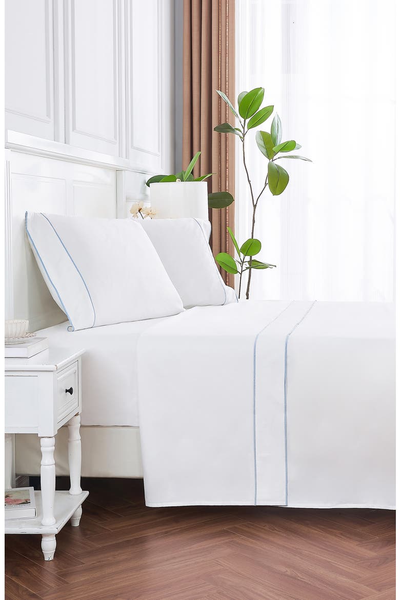 Framed 600 Thread Count Sateen Sheet Set, Alternate, color, BLUE/ WHITE