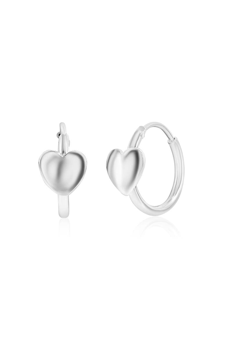 Sterling Silver Super Small Heart Huggies, Main, color, Silver