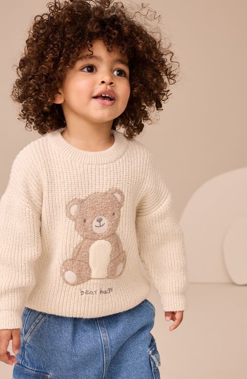 Next Kids' Bear Appliqué Crewneck Sweater In Neutral