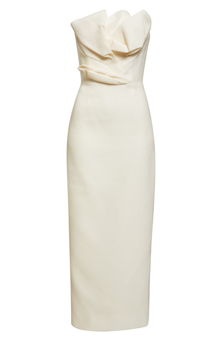 Lela Rose Draped Tulip Textured Satin Sheath Dress, Alternate, color, Cream