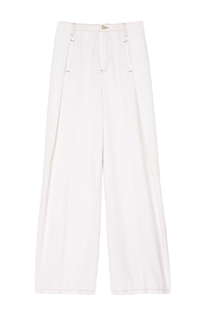 SANDRO Topstitched wide-leg jeans, Alternate, color, White