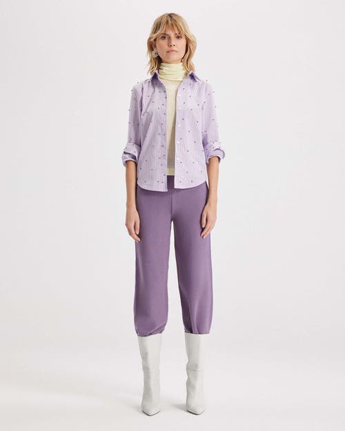 Theo The Label Echo Mix Stripe Pearly Shirt In Purple