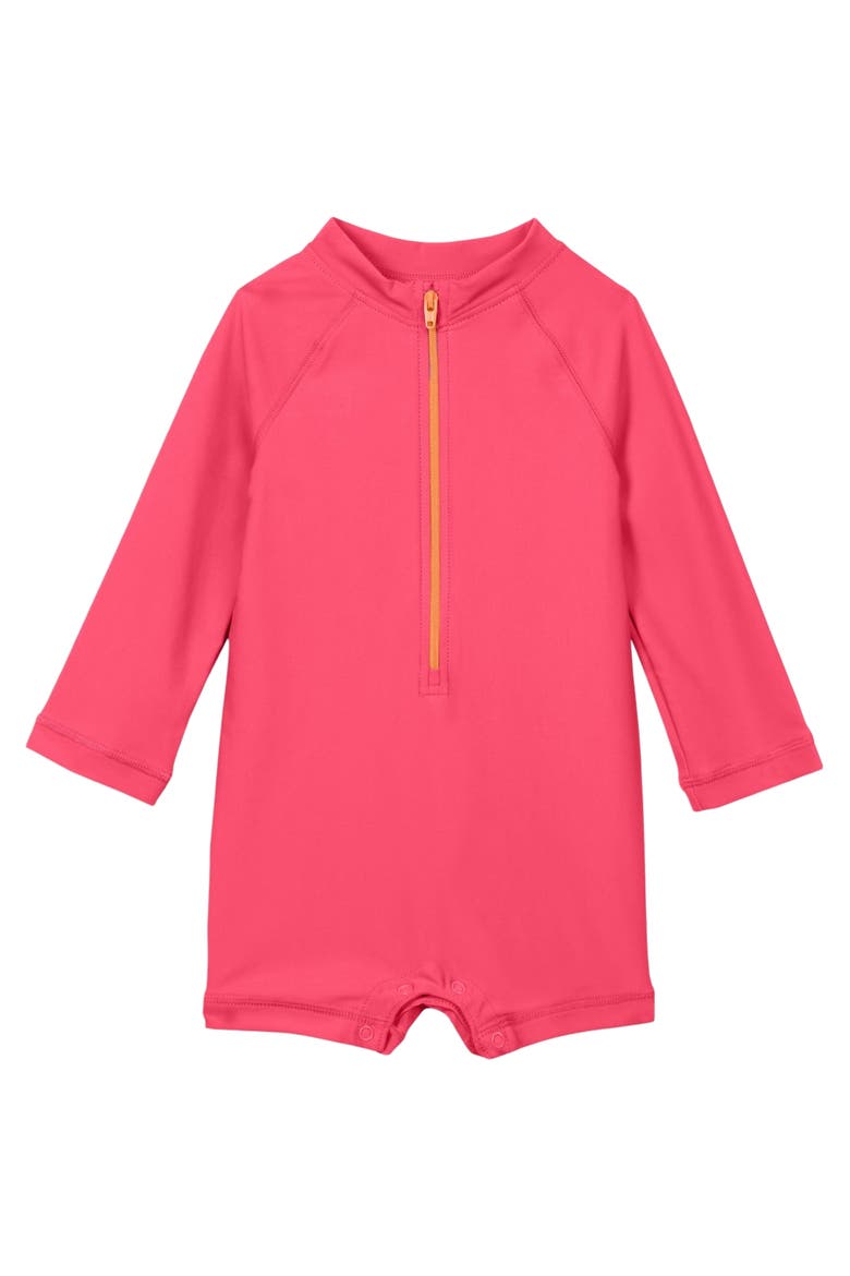 Baby One-Piece Rash Guard, Main, color, Bright Azalea