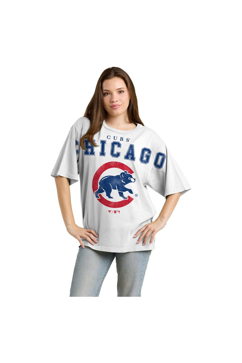 Women's Fanatics  White Chicago Cubs Relaxed Big Text T-Shirt, Main, color, White