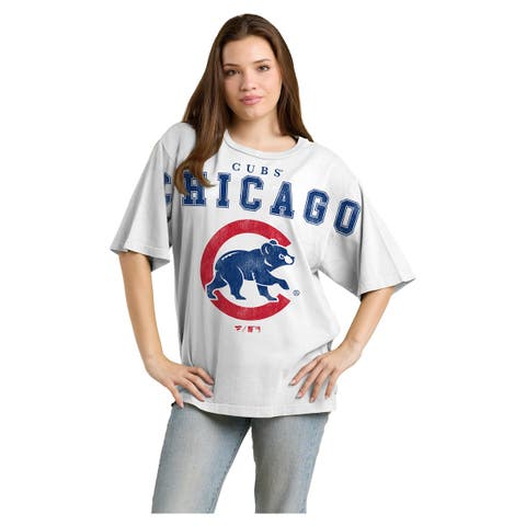 Women's Fanatics  White Chicago Cubs Relaxed Big Text T-Shirt