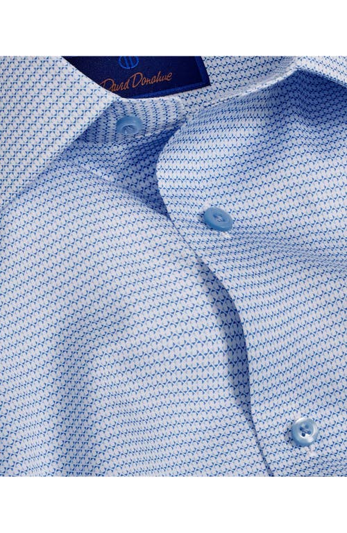 David Donahue Slim Fit Geometric Print Pima Cotton Oxford Cloth Dress Shirt In Sky