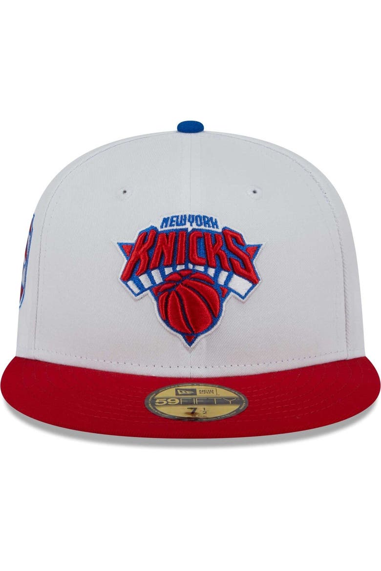 Men's New Era White/Red New York Knicks 59FIFTY Fitted Hat, Alternate, color, White