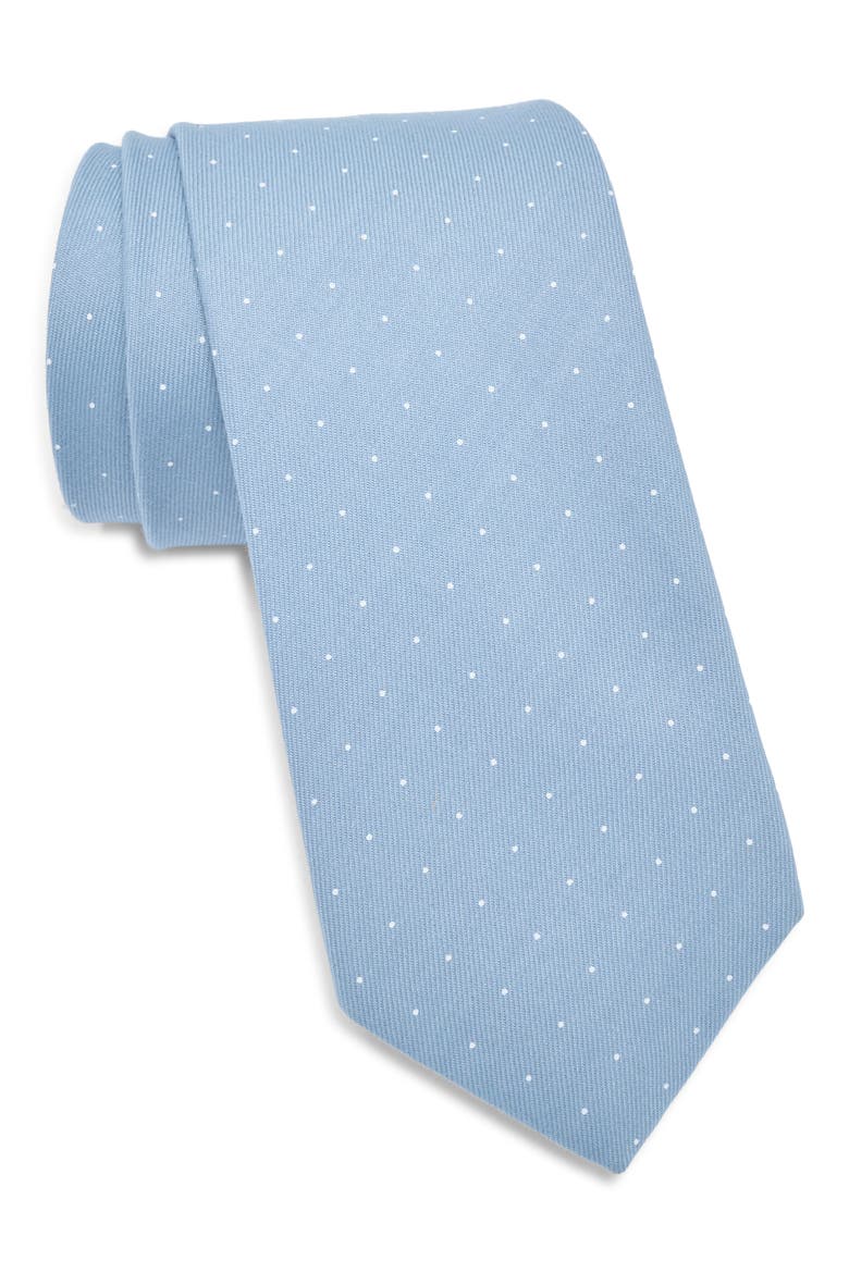 Dot Print Cotton Tie, Main, color, HYDRANGEA