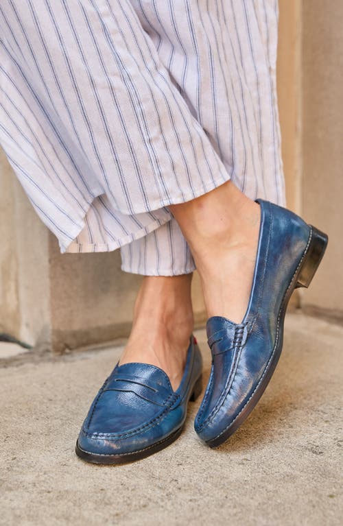 Marc Joseph New York East Village Penny Loafer In Atlantic Blue Soft Patent