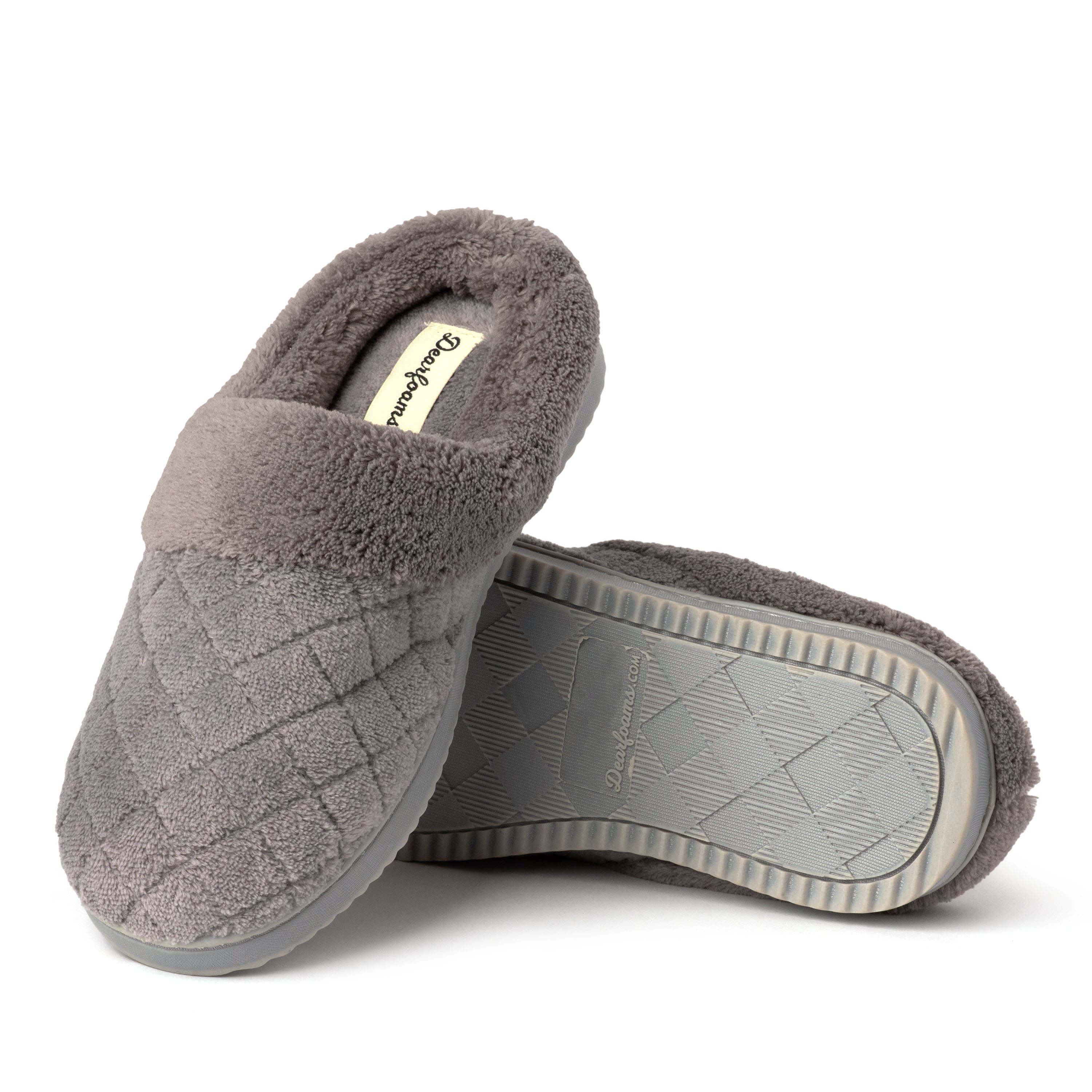 DEARFOAMS Libby Quilted Terry Clog Slipper, Alternate, color, Medium Grey