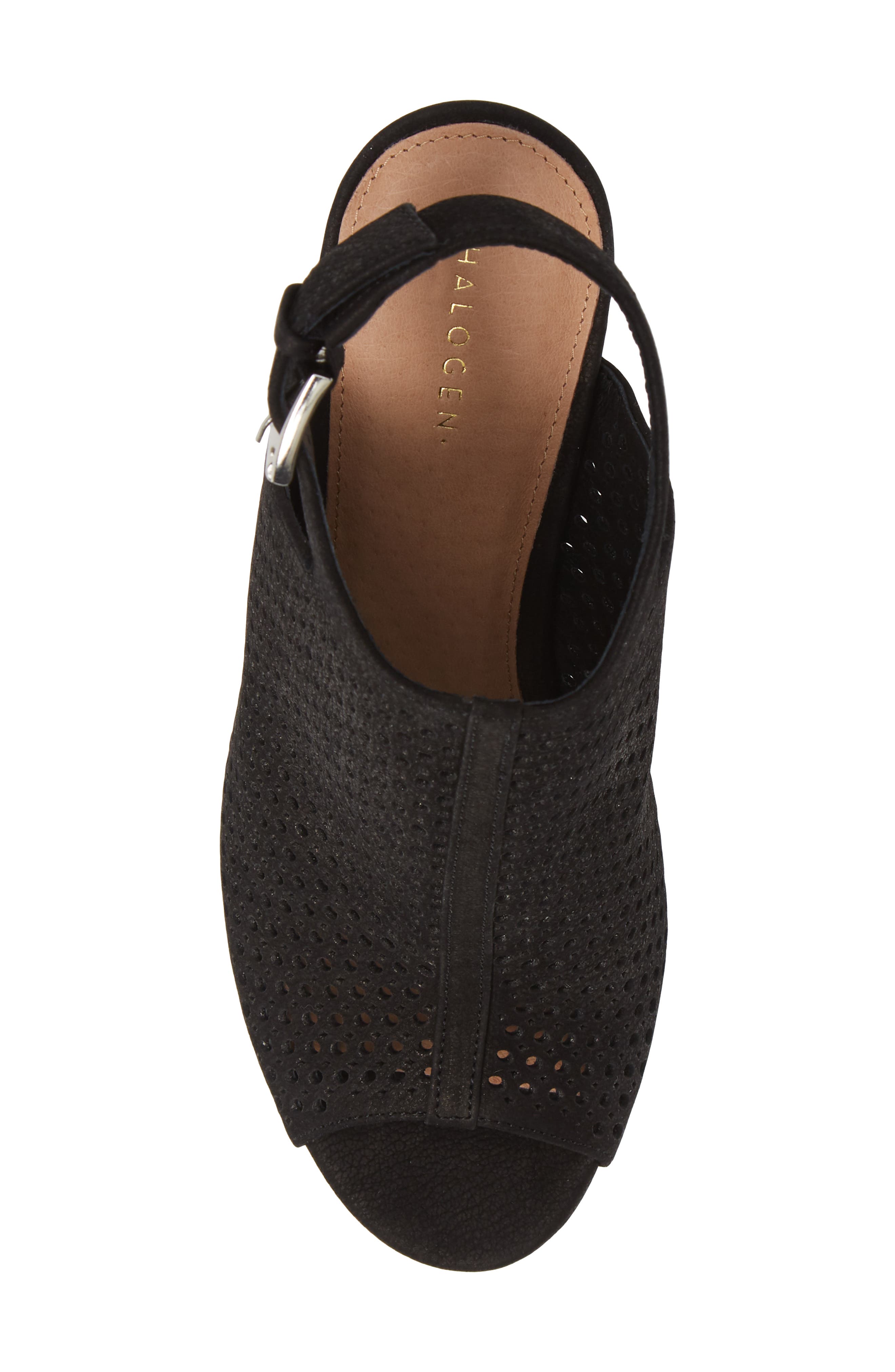Demi Perforated Shield Sandal, Alternate, color, BLACK OILED NUBUCK