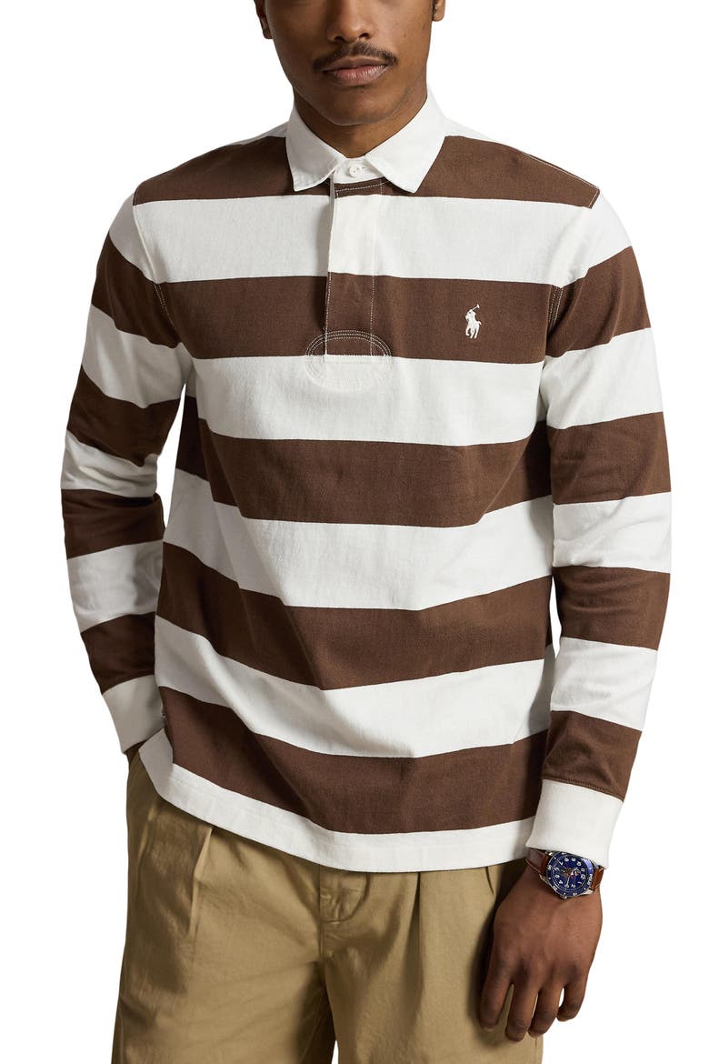 Stripe Long Sleeve Rugby Shirt, Main, color, CREAM MULT