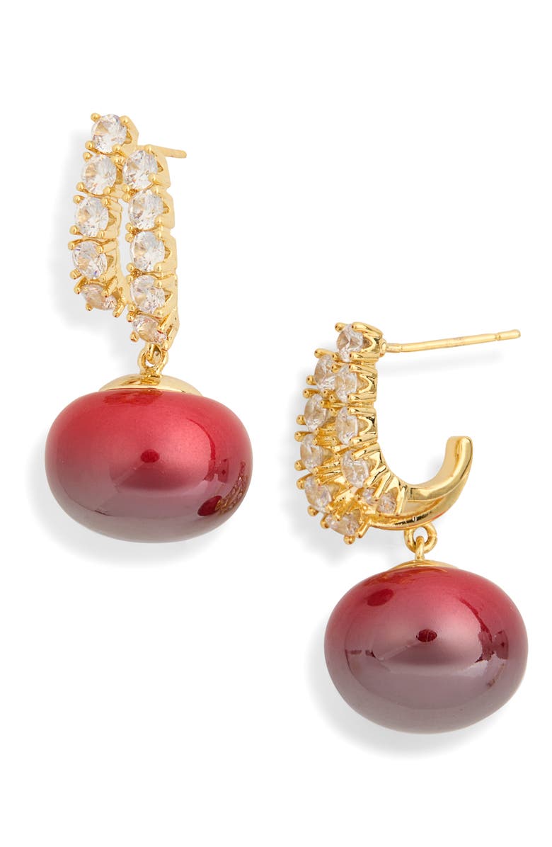 EYE CANDY LOS ANGELES Emmeline Cubic Zirconia Drop Earrings, Main, color, Red