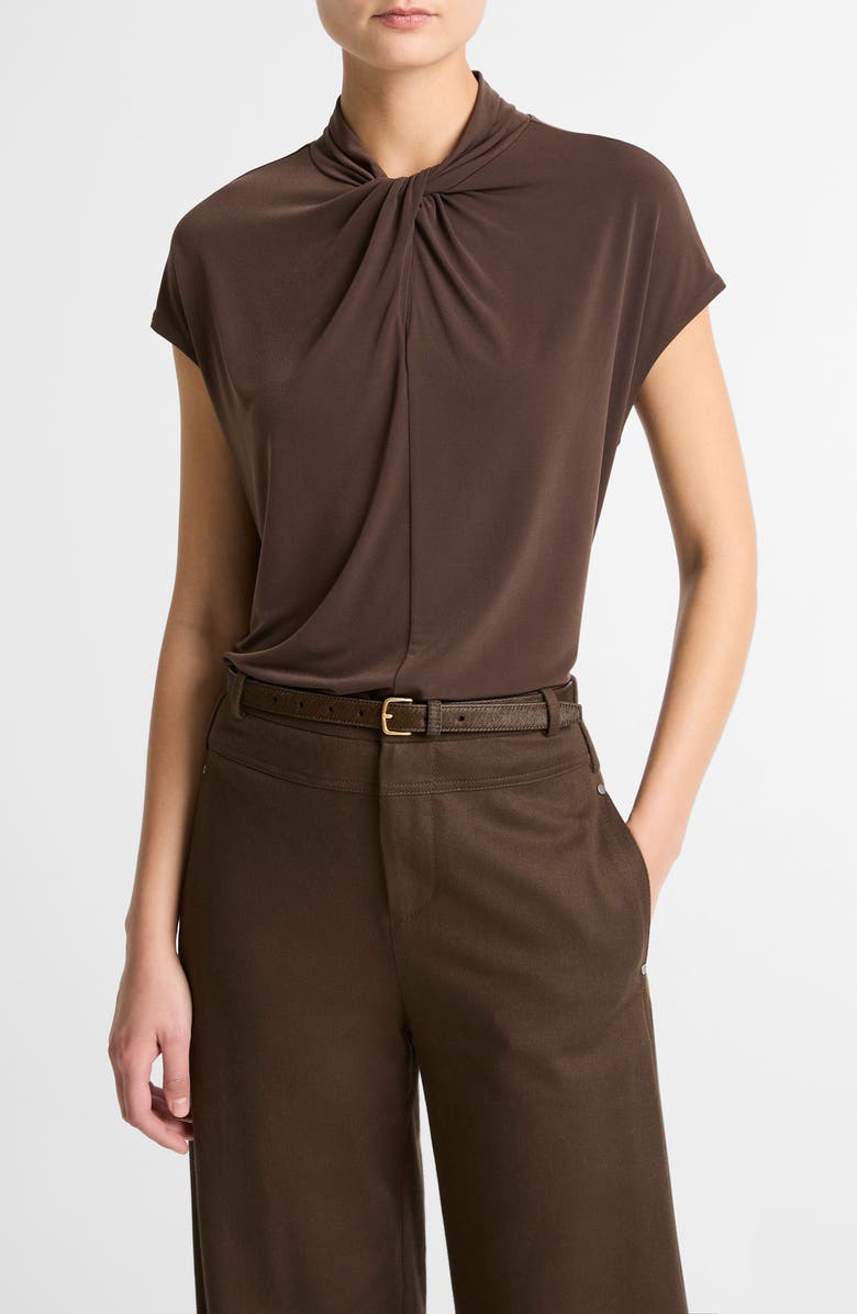 Vince Twist Neck Cap Sleeve Top, Main, color, Dark Bark