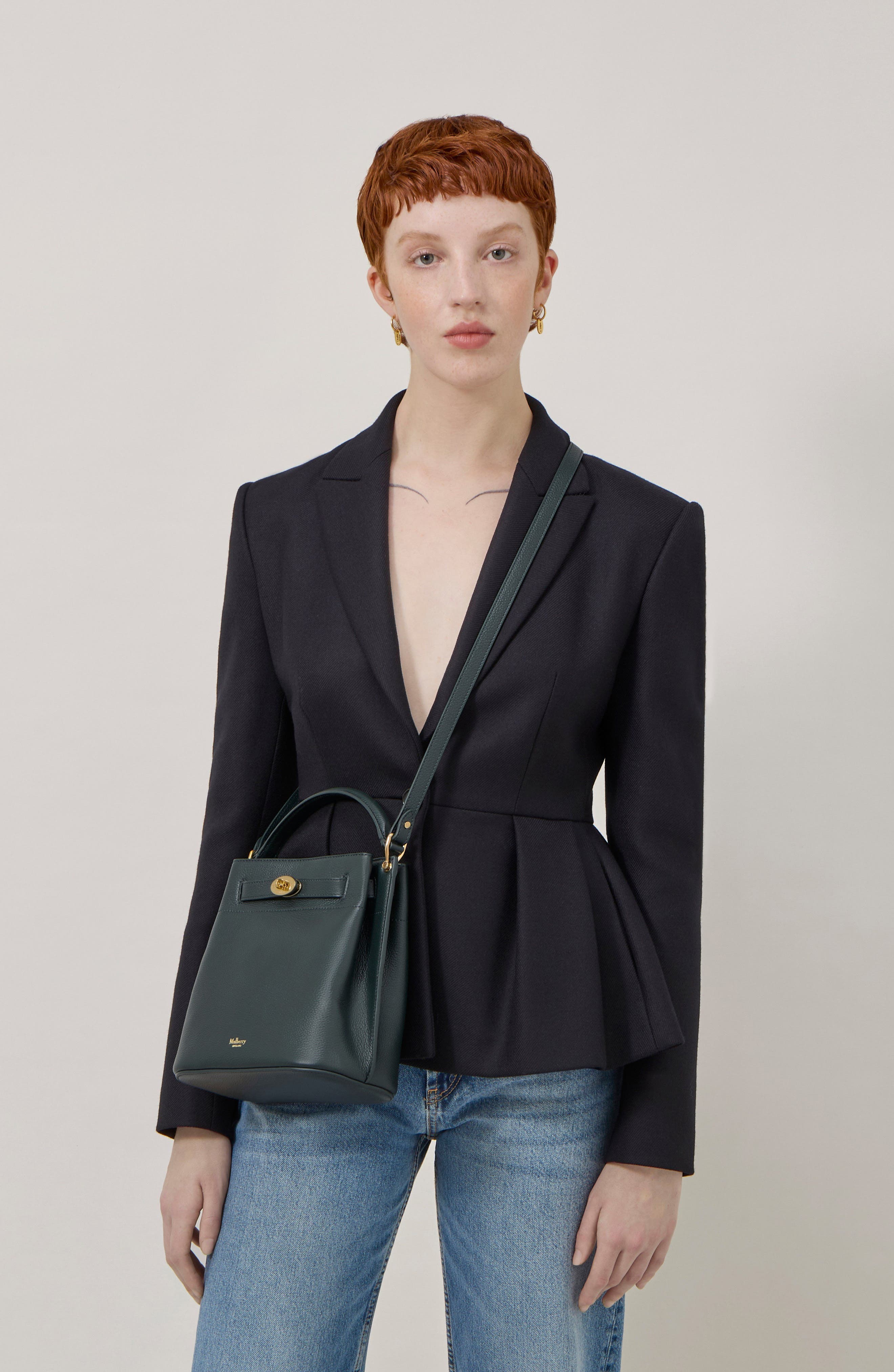 Mulberry Islington Leather Bucket Bag, Alternate, color, Mulberry Green