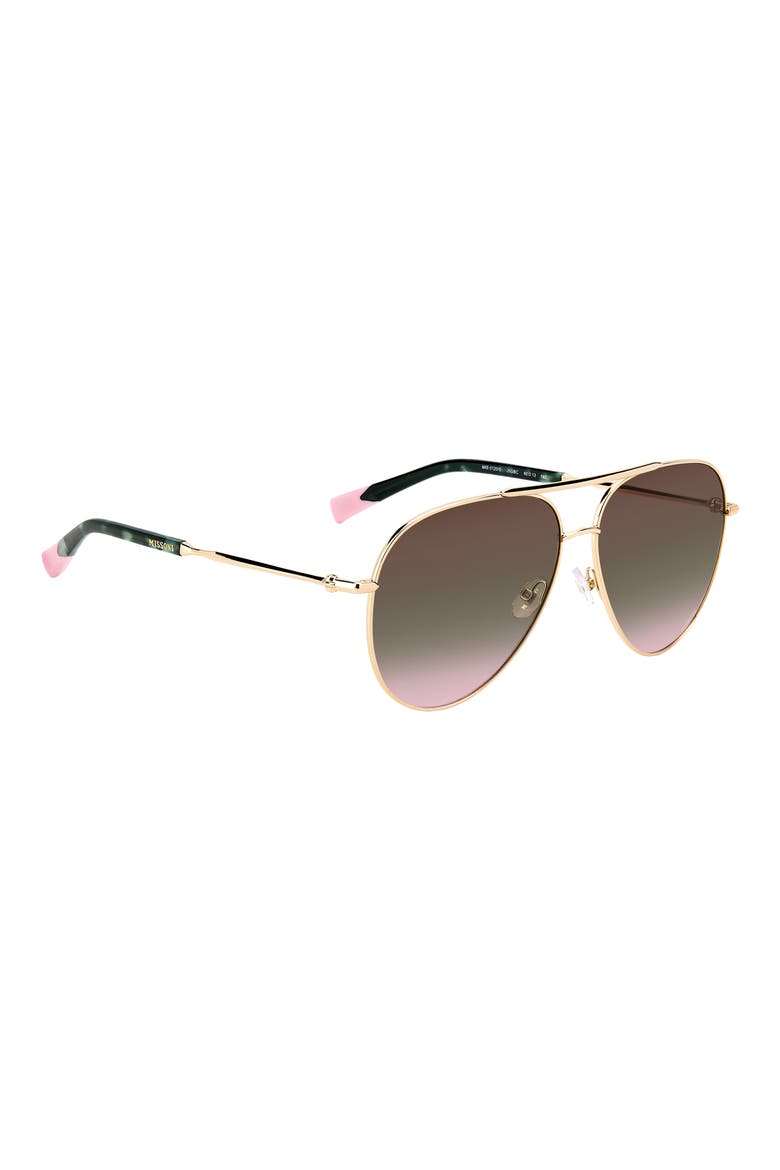 57mm Gradient Aviator Sunglasses, Alternate, color, GOLD