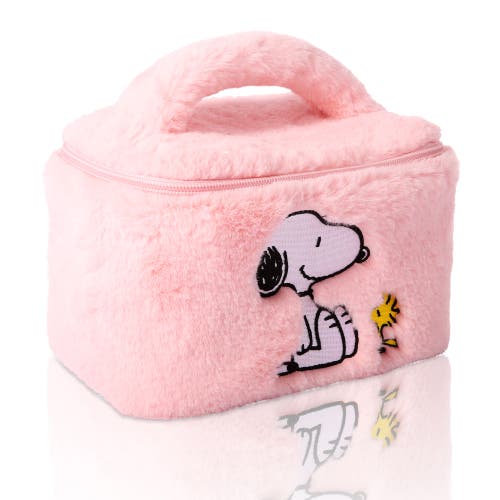 Peanuts Snoopy Fluffy Cosmetic Bag For Travel In Pink