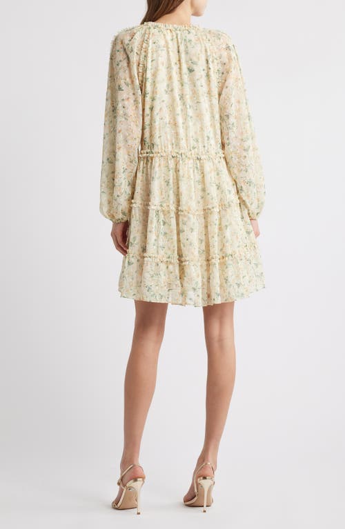 Chelsea28 Tiered Ruffle Long Sleeve Chiffon Dress In Yellow
