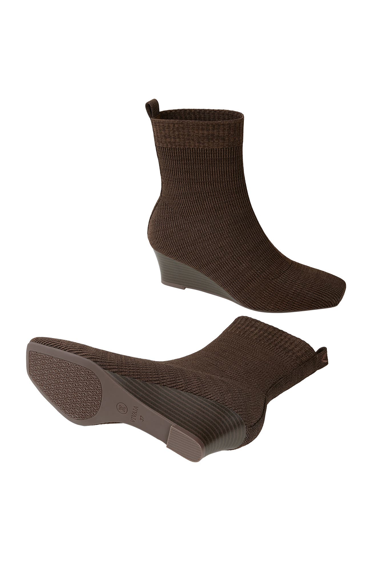 VIVAIA Margot Wedge Bootie Square-Toe Water-Repellent Boots, Alternate, color, Dark Chocolate