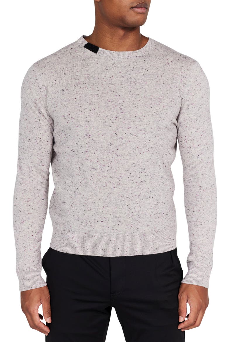 Bordon Fleck Merino Wool Crewneck Sweater, Main, color, FOGGY