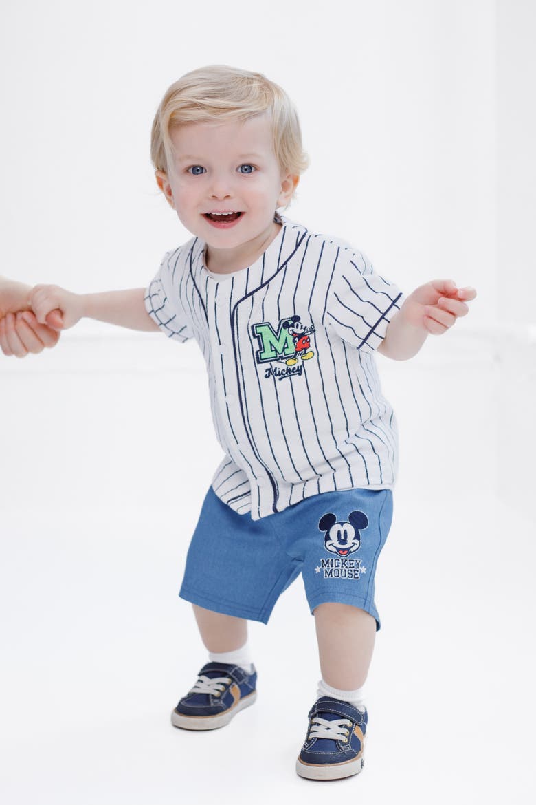 Mickey Mouse Baseball Jersey and Denim Shorts Set, Alternate, color, Navy Denim Mickey