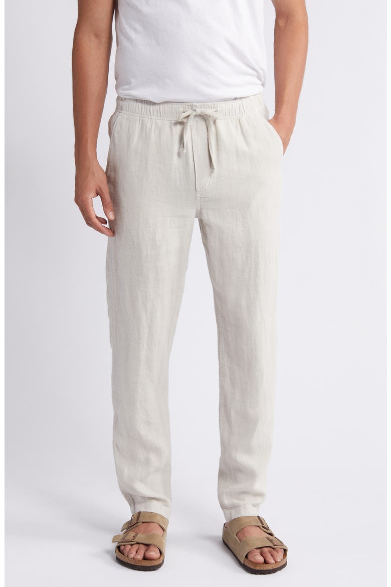 Linen Drawstring Pants, Main, color, WEATHERED SAND