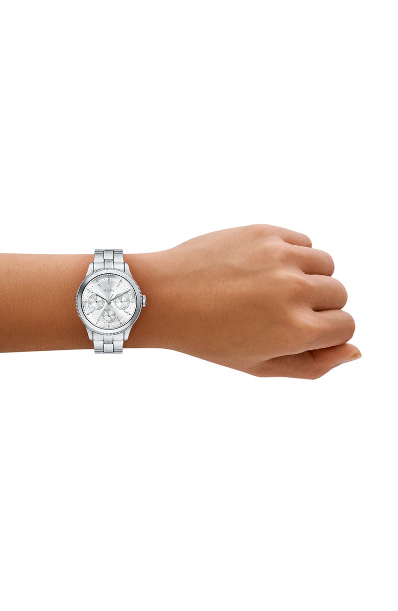 Fossil Brynn Chronograph Bracelet Watch, 38mm, Alternate, color, Silver