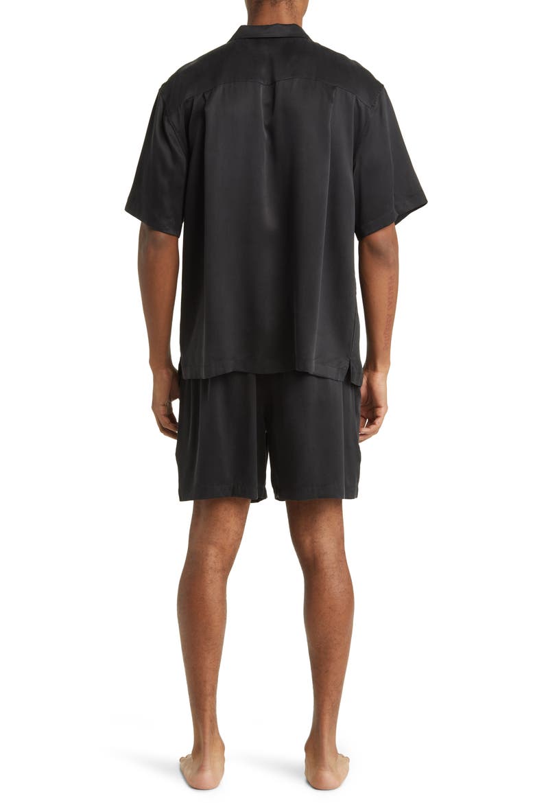 Washable Silk Button-Up Short Pajamas, Alternate, color, IMMERSED BLACK