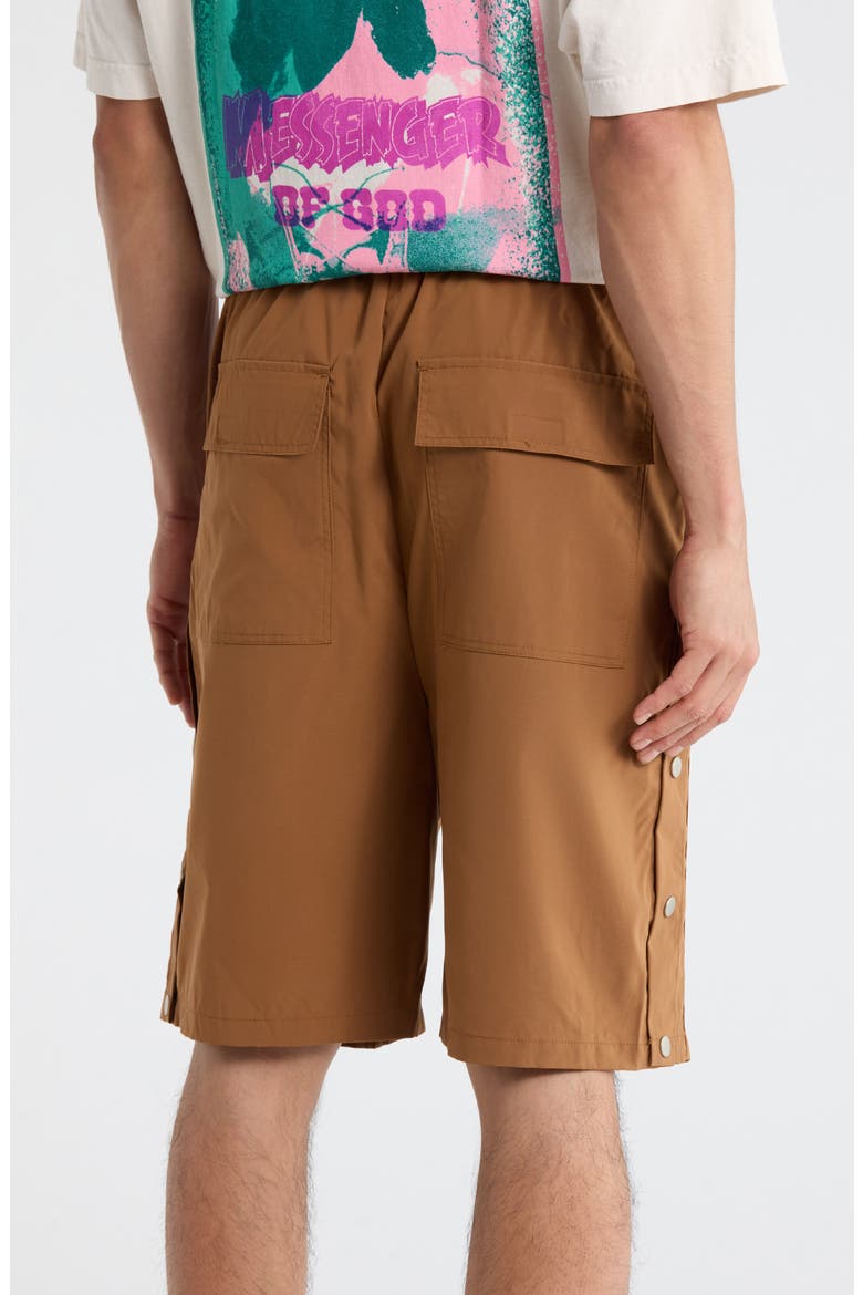 Side Snap Nylon Shorts, Alternate, color, BROWN