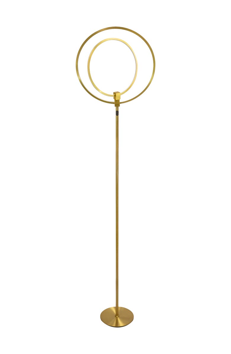 Brightech Eclipse 79" LED Industrial Dimmable Floor Lamp with 2 Height Adjustable Orbital Heads, Main, color, Antique Brass