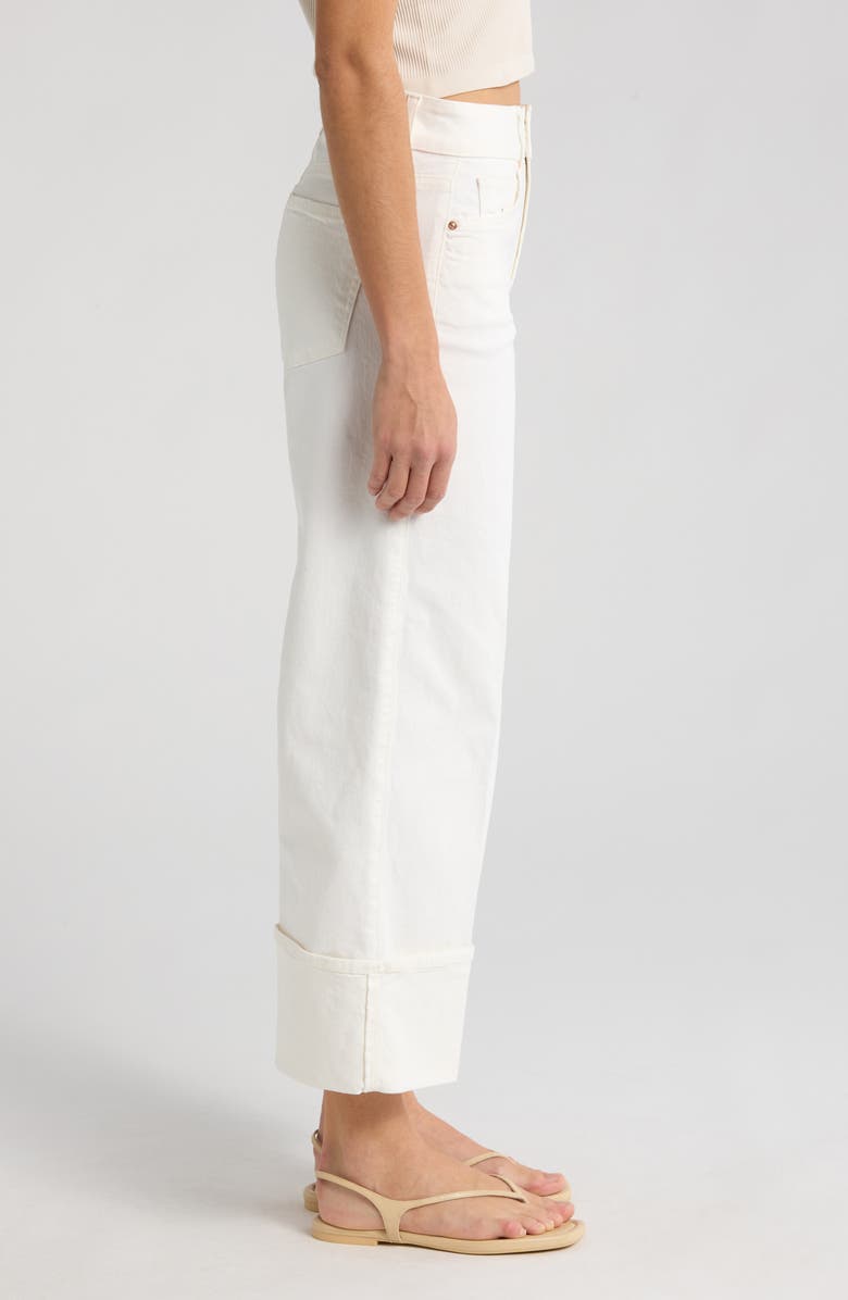 PAIGE Sasha Cuff High Waist Ankle Wide Leg Jeans, Alternate, color, Tonal Ecru