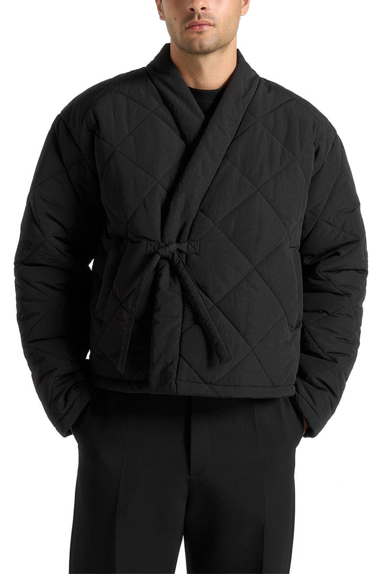Emil Quilted Wrap Puffer Jacket, Alternate, color, Black