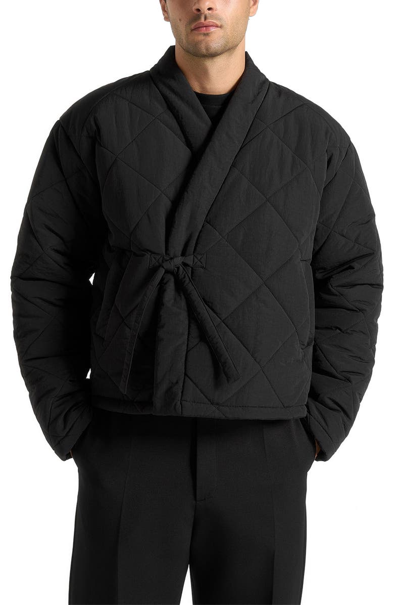Manière De Voir Emil Quilted Wrap Puffer Jacket, Alternate, color, Black