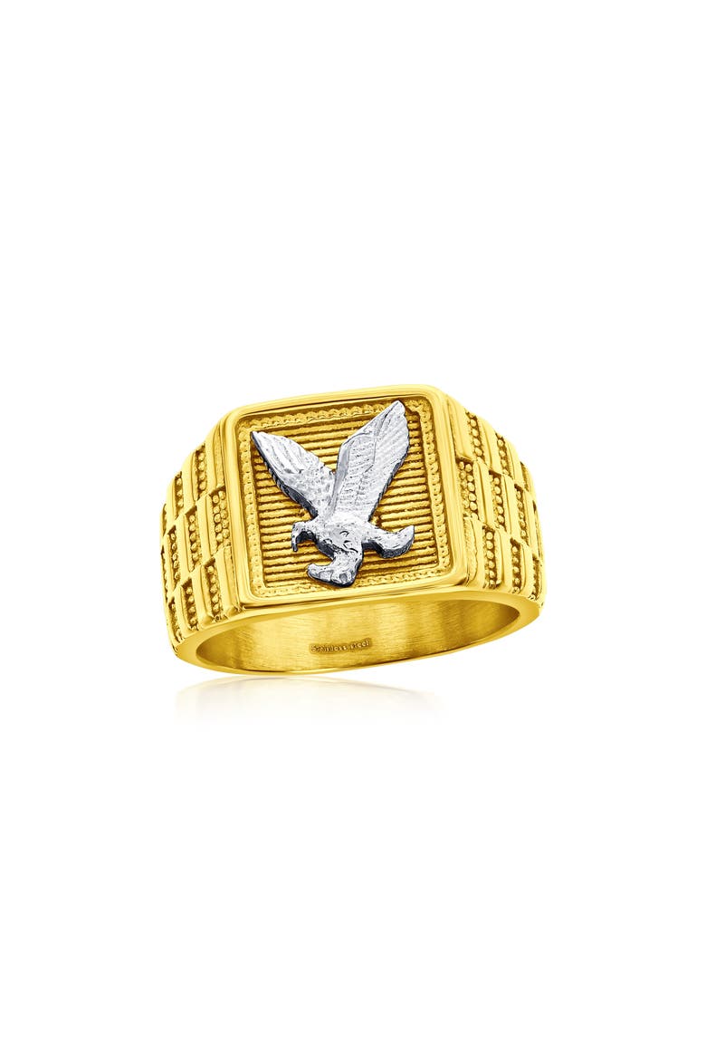 Men's Eagle Signet Ring, Main, color, GOLD