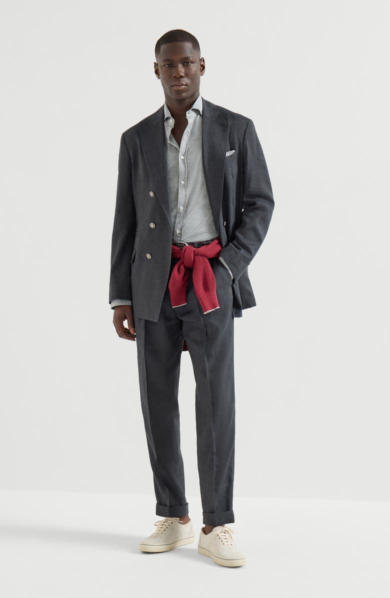 Brunello Cucinelli Spread collar shirt, Alternate, color, Grey