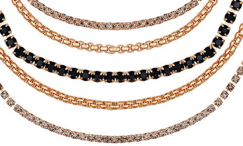 Vince Camuto Crystal Layered Chain Necklace In Gold Tone