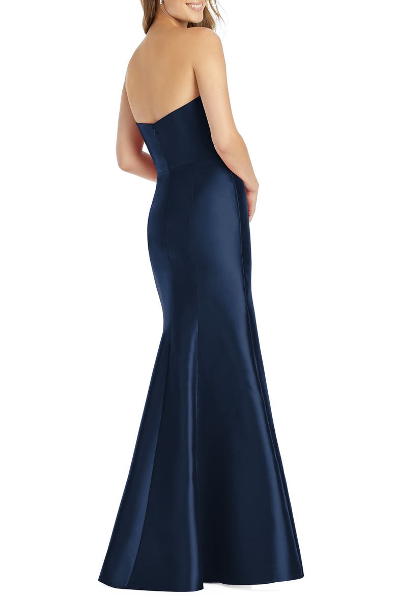 Strapless Satin Trumpet Gown, Alternate, color, MIDNIGHT
