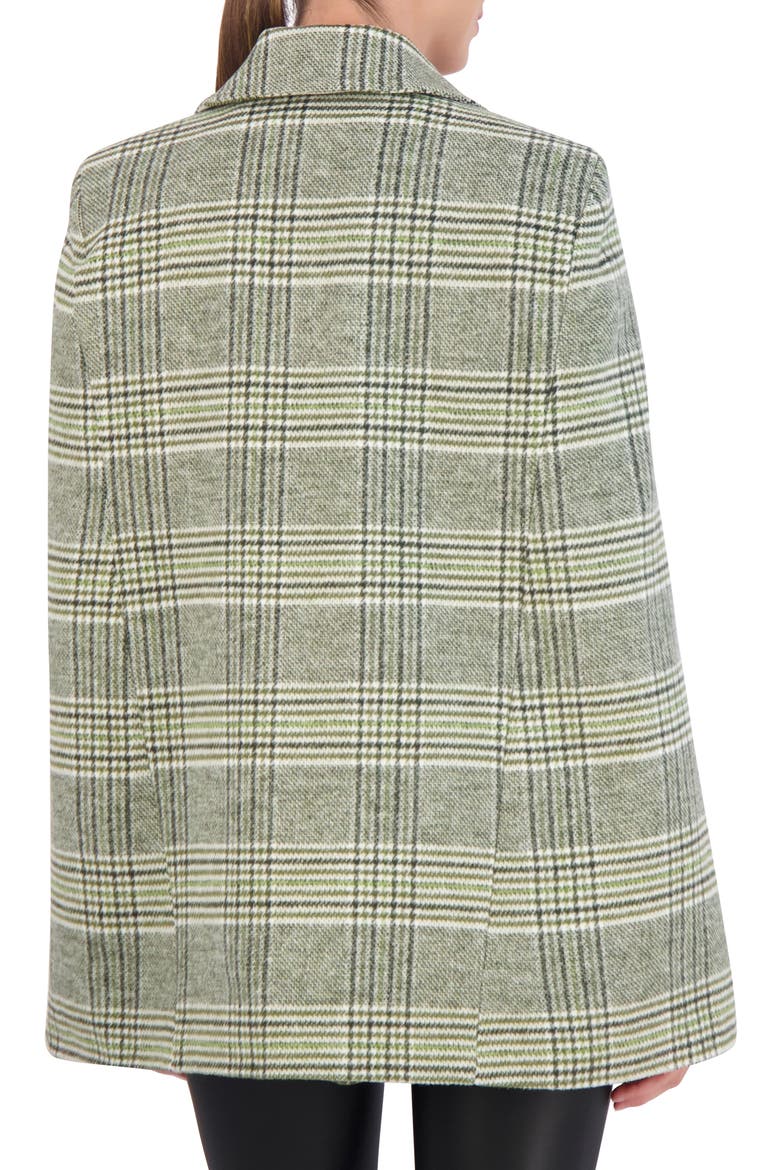 Plaid Cape Coat, Alternate, color, OLIVE/ WHITE