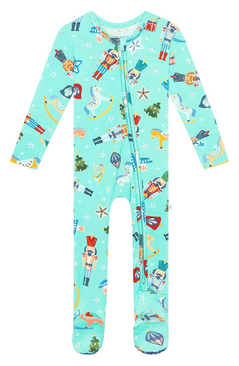 Posh Peanut Fritz Nutcracker Holiday Fitted Footie Pajamas, Main, color, 