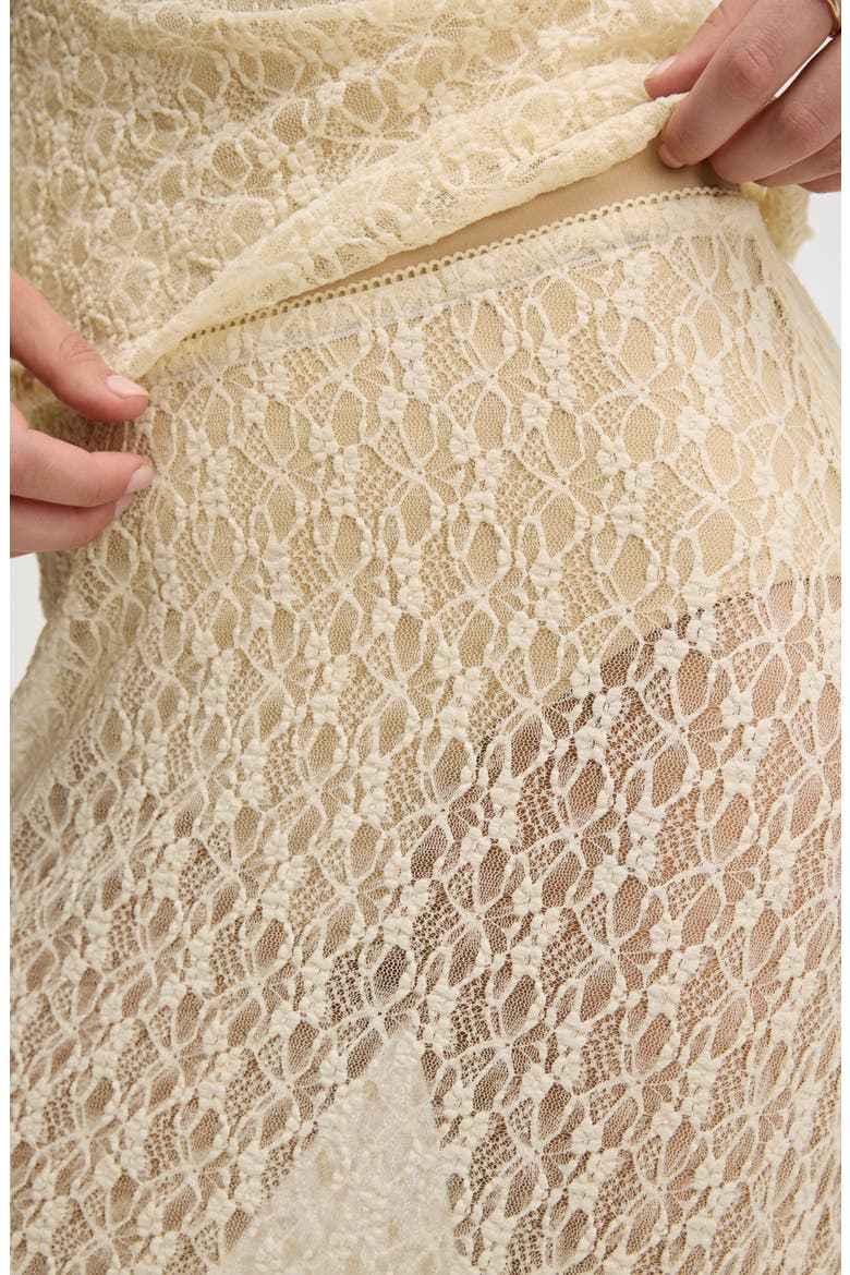 Lace Knit Maxi Skirt, Alternate, color, ALMOND