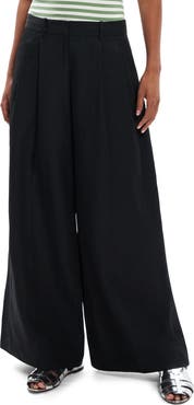 Theory Low Rise Wide Leg Linen Pants