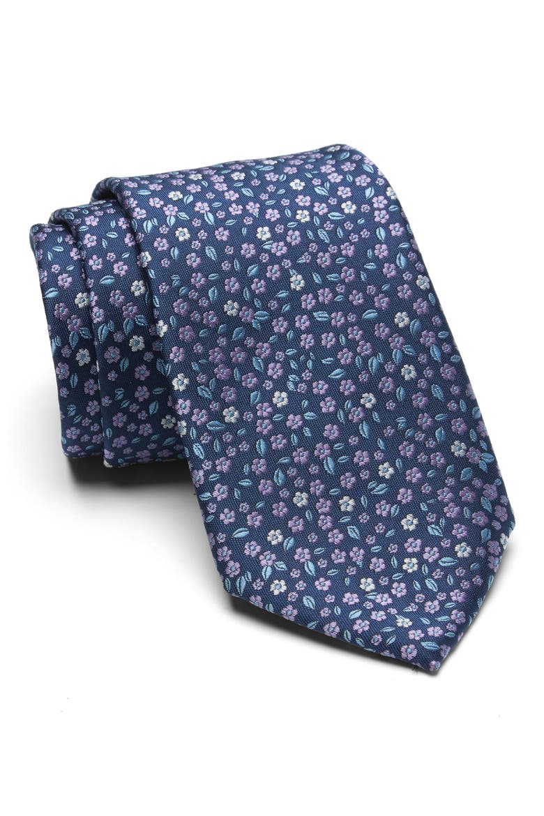 Botanical Tie, Main, color, NAVY/ PURPLE