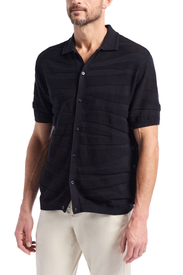 Penlyn Cotton Button-Up Sweater, Alternate, color, BLACK