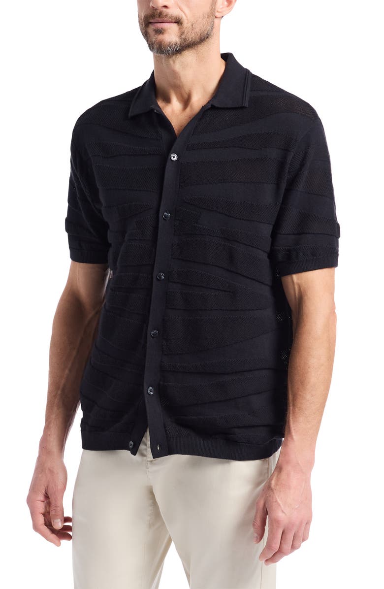 Robert Graham Penlyn Cotton Button-Up Sweater, Alternate, color, Black