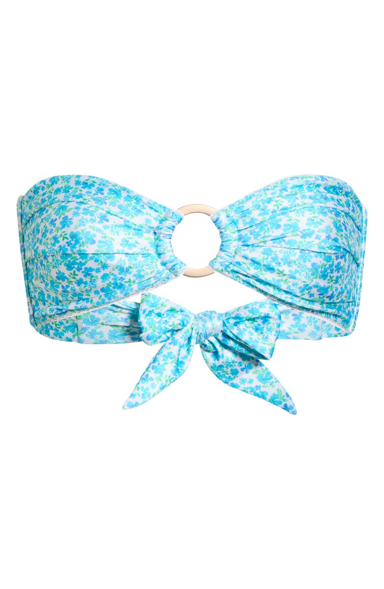 Kulani Kinis Decorative Strapless Bandeau Bikini Top, Alternate, color, Ocean Aura