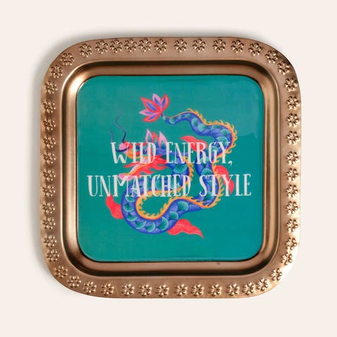 Nanpur Patterned Square Metal Decorative Tray Energy 11X11 In