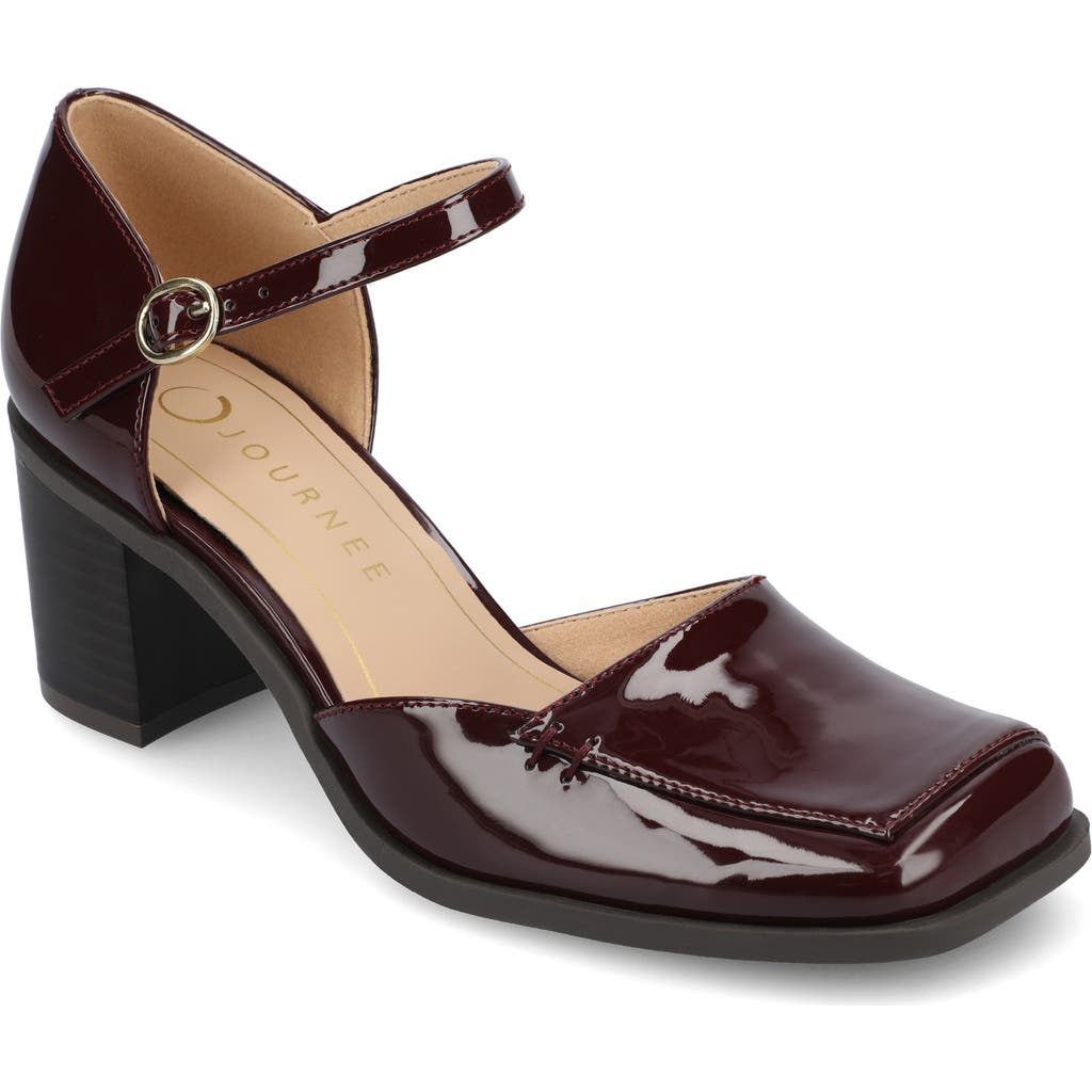 Journee Collection Evangeline Block Heel Pump In Burgundy