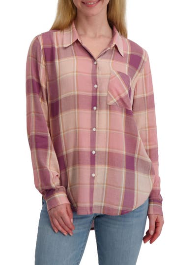 Lucky Brand Plaid Button-up Shirt In Pink